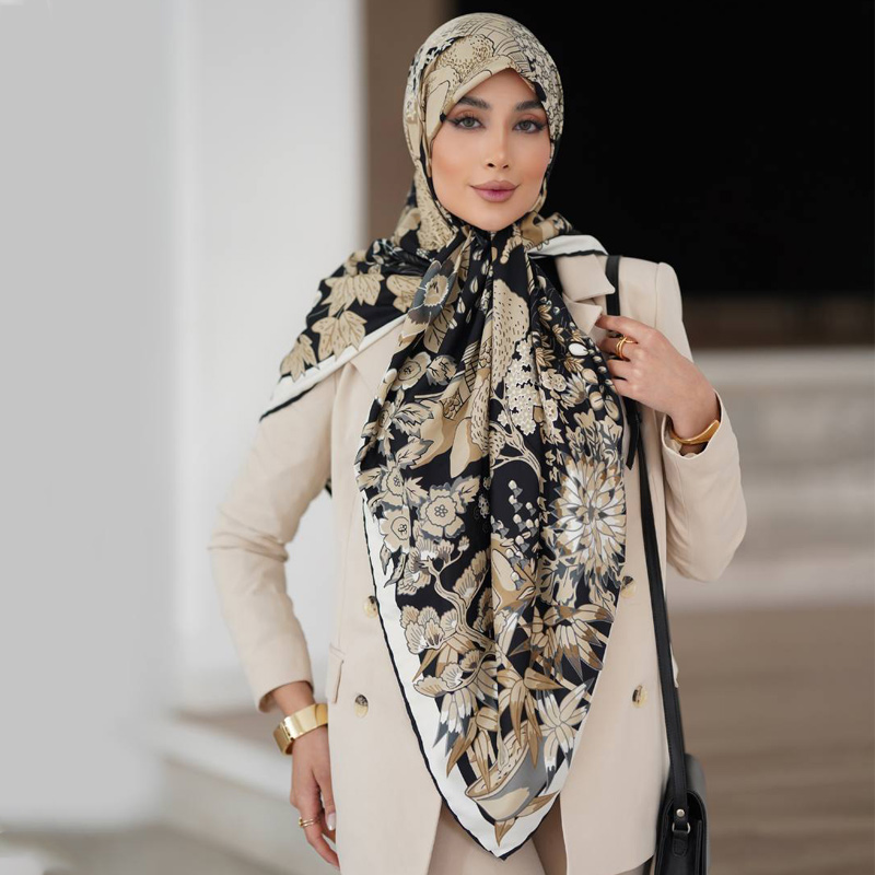 روسری توییل مجلسی  برند هرمس طرح دو