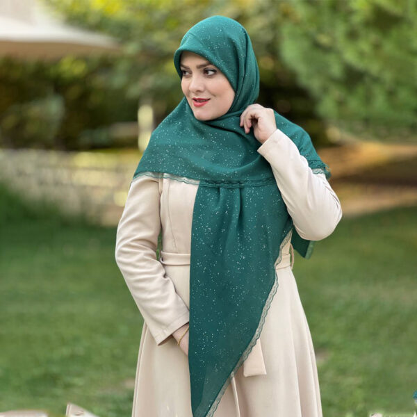 روسری نخ اسلپ اکلیلی دور توری شاین دار