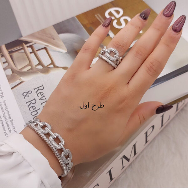 ست دستبند انگشتر نقره ای