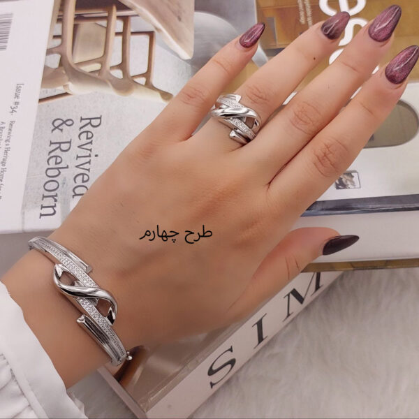 ست دستبند انگشتر نقره ای
